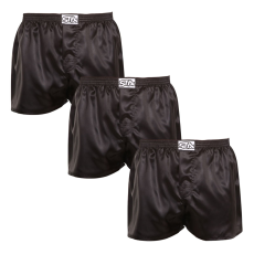  3PACK férfi bő szárú boxeralsók Styx klasszikus gumipánt szatén fekete (3C0960) L