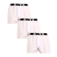  3PACK férfi bő szárú boxeralsók Styx sportos gumipánt fehér (3B1061) XL
