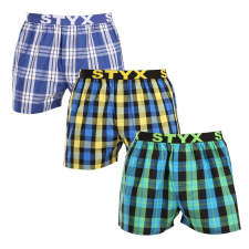 3PACK férfi bő szárú boxeralsók Styx sportos gumipánt többszínű (3B103840) L férfi alsó