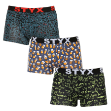 3PACK férfi boxeralsó Styx art sportos gumipánt többszínben (3G12672/2) S férfi alsó