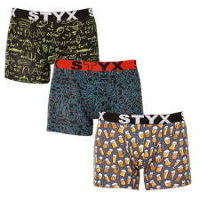 3PACK férfi boxeralsó Styx hosszú art sportos gumipánt többszínben (3U12672) L férfi alsó