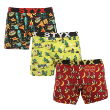3PACK férfi boxeralsó Styx hosszú art sportos gumipánt többszínben (3UN13198) L férfi alsó