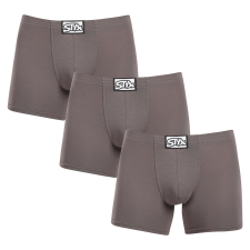 3PACK férfi boxeralsó Styx hosszú klasszikus gumipánt sötétszürke (3F1063) XL férfi alsó