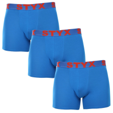 3PACK férfi boxeralsó Styx hosszú sportos gumipánt kék (3U1167) L férfi alsó
