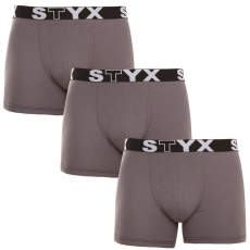  3PACK férfi boxeralsó Styx hosszú sportos gumipánt sötétszürke (3U1063) M