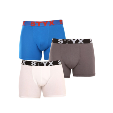 3PACK férfi boxeralsó Styx hosszú sportos gumipánt többszínű (3U10137) XXL