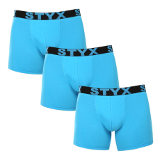  3PACK férfi boxeralsó Styx hosszú sportos gumipánt világoskék (3U1169) XL
