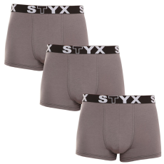  3PACK Férfi boxeralsó Styx sportos gumipánt sötét szürke (3G1063) L