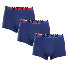  3PACK férfi boxeralsó Styx sportos gumipánt sötétkék trikolor (3G1968) XL
