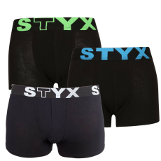  3PACK gyermek boxeralsók Styx sportos gumipánt fekete (3GJ96012) 6-8 éves
