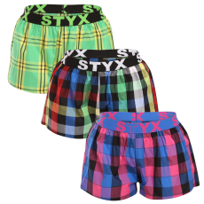  3PACK női bő szárú boxeralsók Styx sportos gumipánt többszínű (3T10812) L