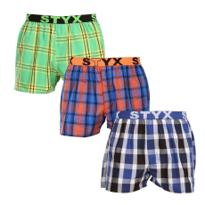  3PACK Többszínű férfi klasszikus boxeralsó Styx sport gumi (3B100619) S