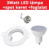  -3Watt GU10 LED lámpa (hideg fehér) + fehér szpot keret + GU10 csatlakozó (kettesével rendelhető)