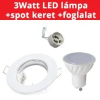  -3Watt GU10 LED lámpa (meleg fehér) + fehér szpot keret + GU10 csatlakozó (kettesével rendelhető)