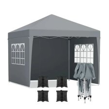  3x3m kültéri pavilon, UV -védelem, állítható magasságú sátor eseményekhez, Sötétszürke kerti bútor