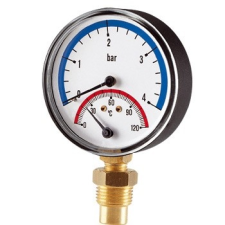 4202005121040 Nyomásmérő óra hőmérővel thermo-manometer 1/2&quot;-alsó 0-6 bar hűtés, fűtés szerelvény