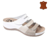  432/6 anatómiai női bőr tépőzáras papucs fehér-bézs, munkavédelmi 36-41