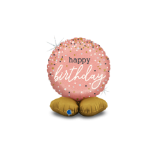 45 cm-es Rose Gold Confetti B-Day fólia lufi levegős állvánnyal party kellék