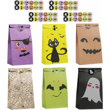 48 db ajándéktasak készlet Halloween matricákkal Colmanda, papír, többszínű, 23x15x10cm ajándéktasak