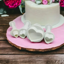  4 darabos, mini szív, rugós fondant kiszúró készlet sütés és főzés