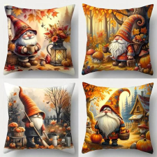  4 darabos Őszi Gnóm Mintás Díszpárnahuzat Szett – 45×45 cm RL432955 lakástextília