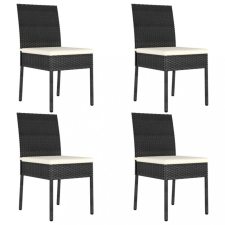  4 db fekete polyrattan kerti étkezőszék kerti bútor