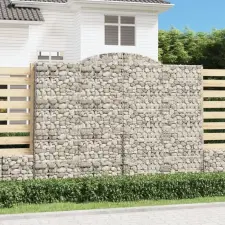  4 db íves horganyzott vas gabion kosár 300x50x220/240 cm kerti dekoráció