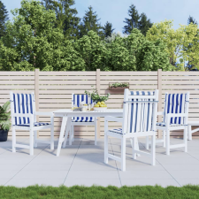  4 db kék és fehér csíkos szövet alacsony háttámlájú párna kerti bútor