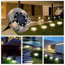  4 db napelemes leszúrható kerti lámpa kő mintával – talajba süllyeszthető szolár világítás (BBV) kültéri világítás