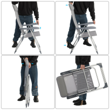  4 db-os kerti szék szett, ezüst, alumínium kerti bútor