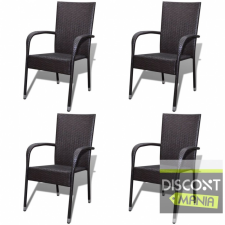  4 db polyrattan kerti étkezőszék barna kerti bútor