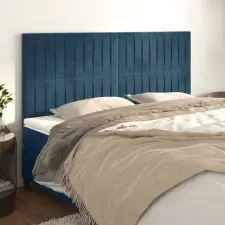  4 db sötétkék bársony fejtámla 80 x 5 x 78/88 cm ágy és ágykellék