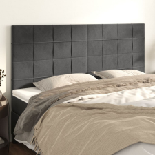 4 db sötétszürke bársony fejtámla 90x5x78/88 cm ágy és ágykellék