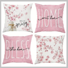  4 db tavaszi mintás díszpárnahuzat 45 x 45 cm cipzáras PN1173418-2 lakástextília