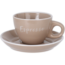 4-Home Espresso kőagyag csésze csészealjjal , 100 ml, mokka, világosbarna bögrék, csészék