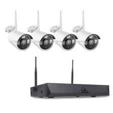 4 kamerás biztonsági rendszer, vezeték nélküli, éjjellátó, univerzális, vízálló, FullHD megfigyelő kamera