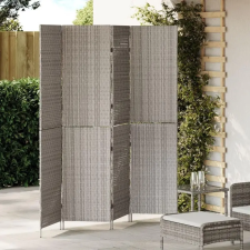  4 Paneles Összecsukható Szobaelválasztó Szürke 195x180 cm Poli Rattan bútor