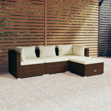  4 részes barna polyrattan kerti ülőgarnitúra párnákkal kerti bútor
