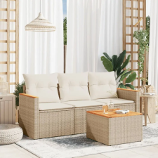  4 részes bézs polyrattan kerti ülőgarnitúra párnákkal kerti bútor