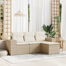 4 részes bézs polyrattan kerti ülőgarnitúra párnákkal kerti bútor