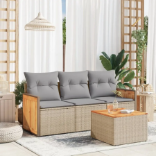  4 részes bézs polyrattan kerti ülőgarnitúra párnákkal kerti bútor