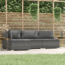 4 részes szürke polyrattan kerti ülőgarnitúra párnákkal kerti bútor