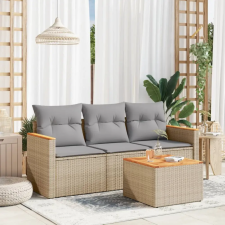  4 részes vegyes bézs polyrattan kerti ülőgarnitúra párnákkal kerti bútor