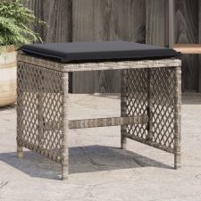 4db világosszürke polyrattan kerti szék párnával 41 x 41 x 36cm kerti bútor