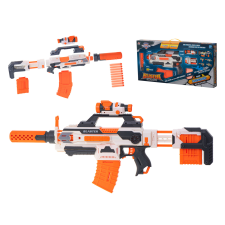 4in1 BLASTER szivacslövő fegyver MODULAR KARBIN gépfegyver + 30 töltény katonásdi