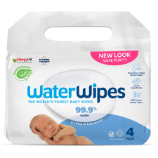 4x WATERWIPES Nedves törlőkendők, műanyagmentes 60 db ( 240 db ) törlőkendő