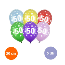  50-es születésnapi számos lufi - 30 cm - metál 5 darabos party kellék