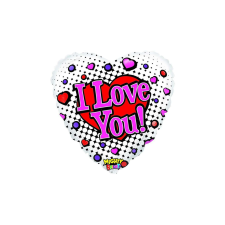 53 cm-es szív alakú fólia lufi I love you felirattal party kellék