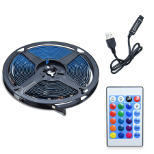 5 méteres RGB LED szalag, tévé háttérvilágítás - 30 led/méter, USB-s világítási kellék
