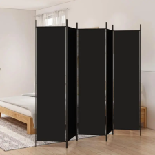  5 paneles fekete szövet térelválasztó 250x200 cm bútor